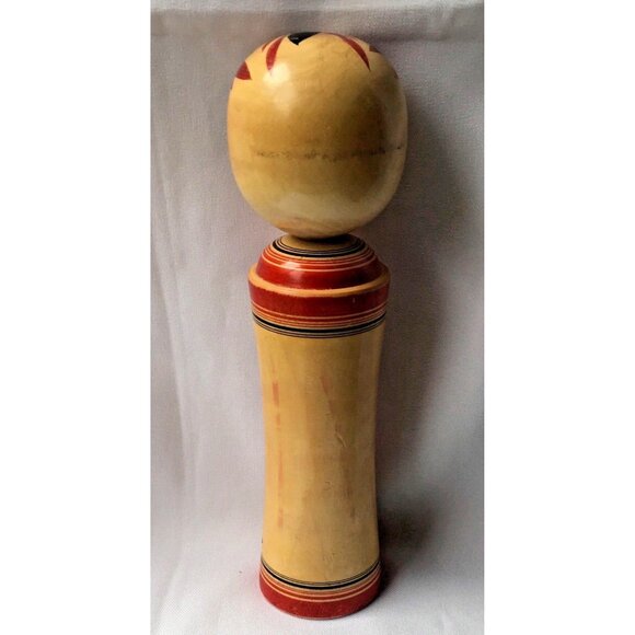 Japanese Kokeshi Doll Floral Design Flowers 10 3/4 “ Signed Maker Mark - Picture 4 of 5